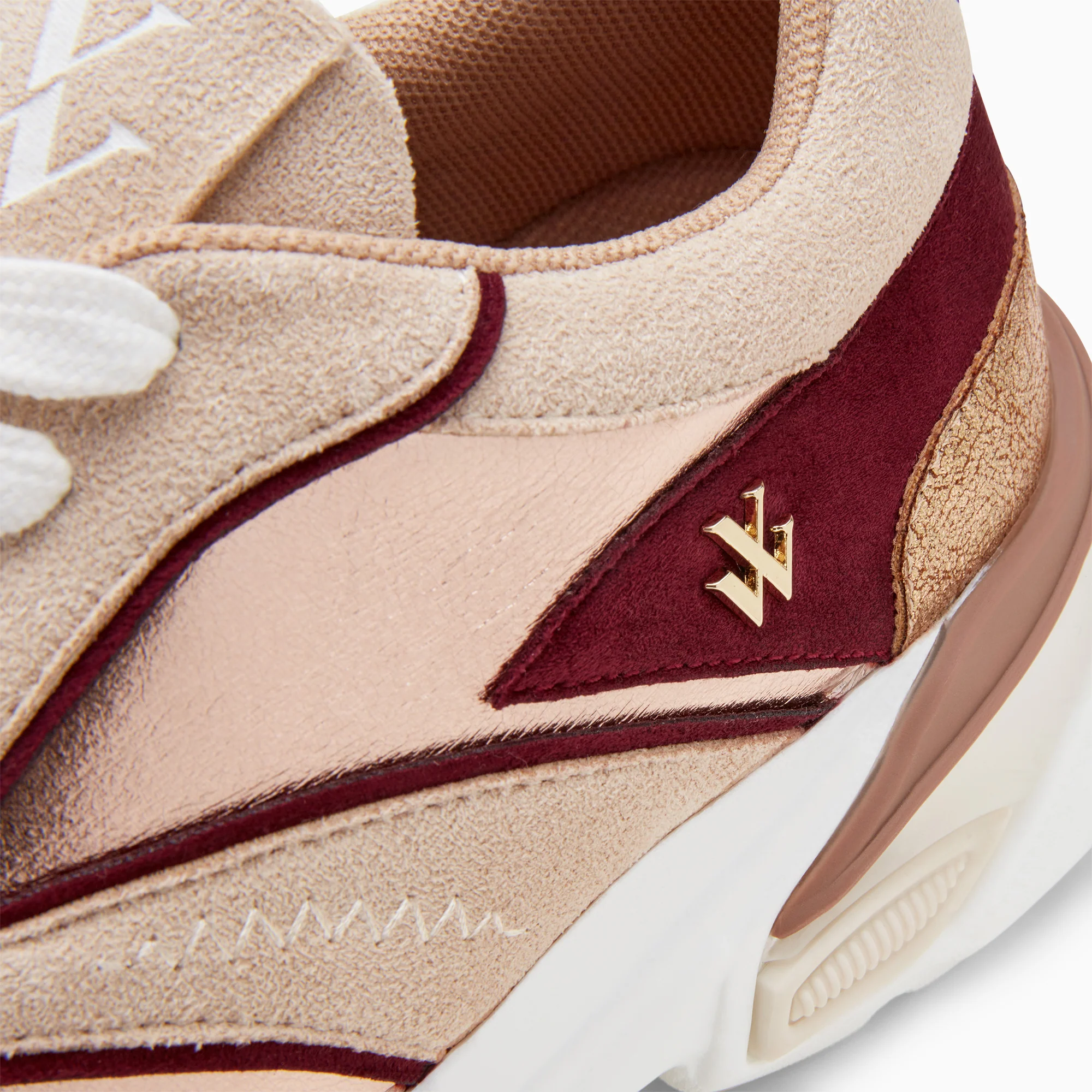 Sneakers-Baskets Agnes beige et prune à semelle oversize