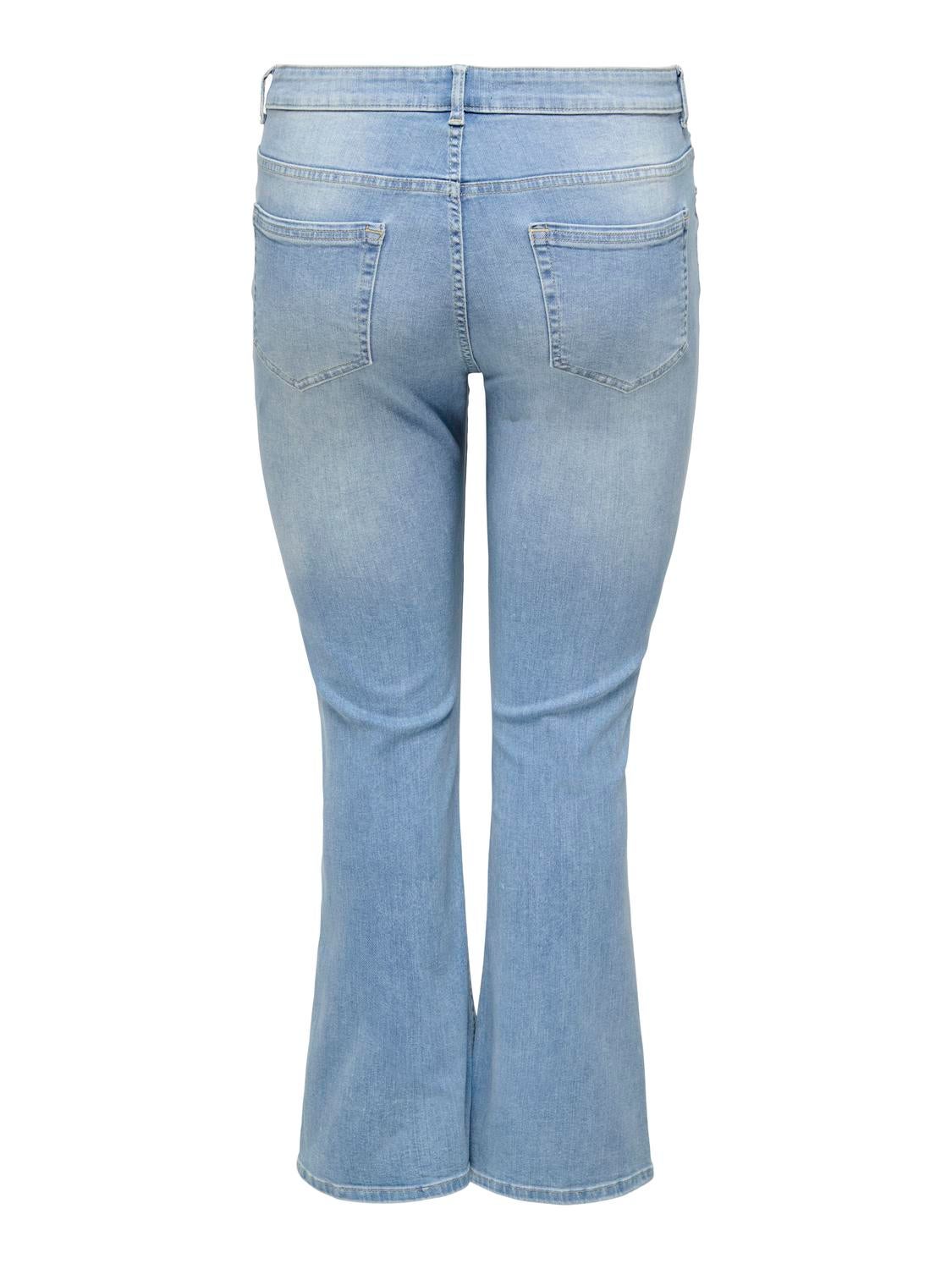 CARWILLY Hohe Taille Ausgestellt Jeans Light Blue Denim
