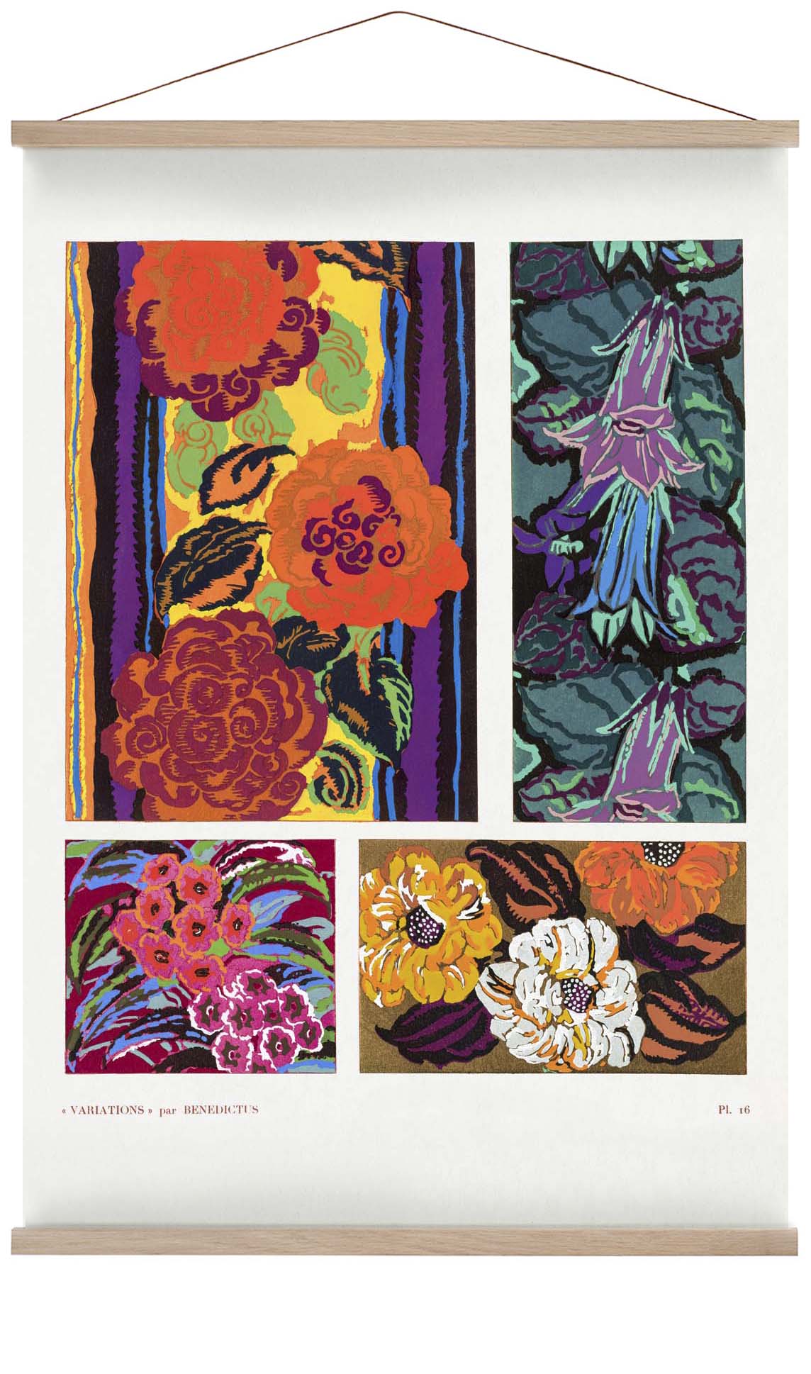 Vintage Florales Art-Déco-Muster, Variation 16 von Édouard Bénédictus