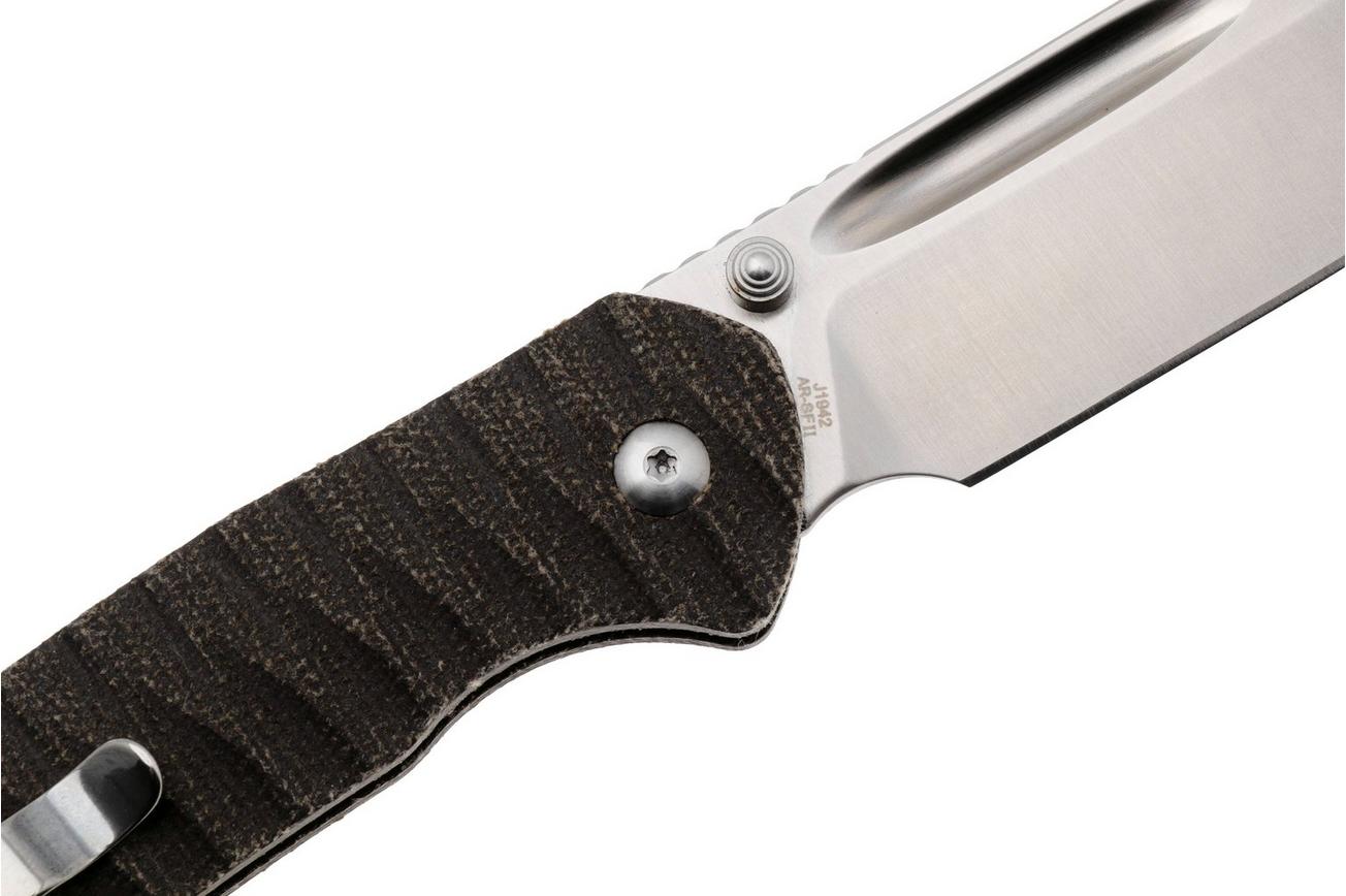 CJRB Pyrite Bowie J1942-ODG Satin AR-SFII, OD Green Micarta, zakmes