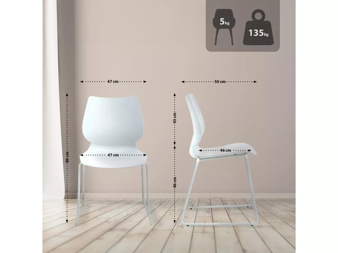 Chaise de conférence - Plastique & Chrome - Blanc - Houma