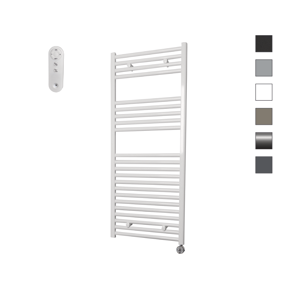 Sanicare HVS elektrische radiator 60x112cm wit met afstandsbediening en thermostaat chroom rechtsonder