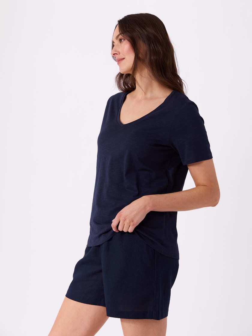 Ava v-hals t-skjorte Mood Indigo