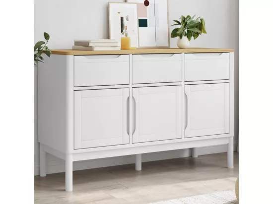 Buffet FLORO blanc 114x43x74 cm bois massif de pin