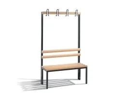 Bænk, CP Basic, 165 x 100 x 40,3 cm, med knage bøg/antracit