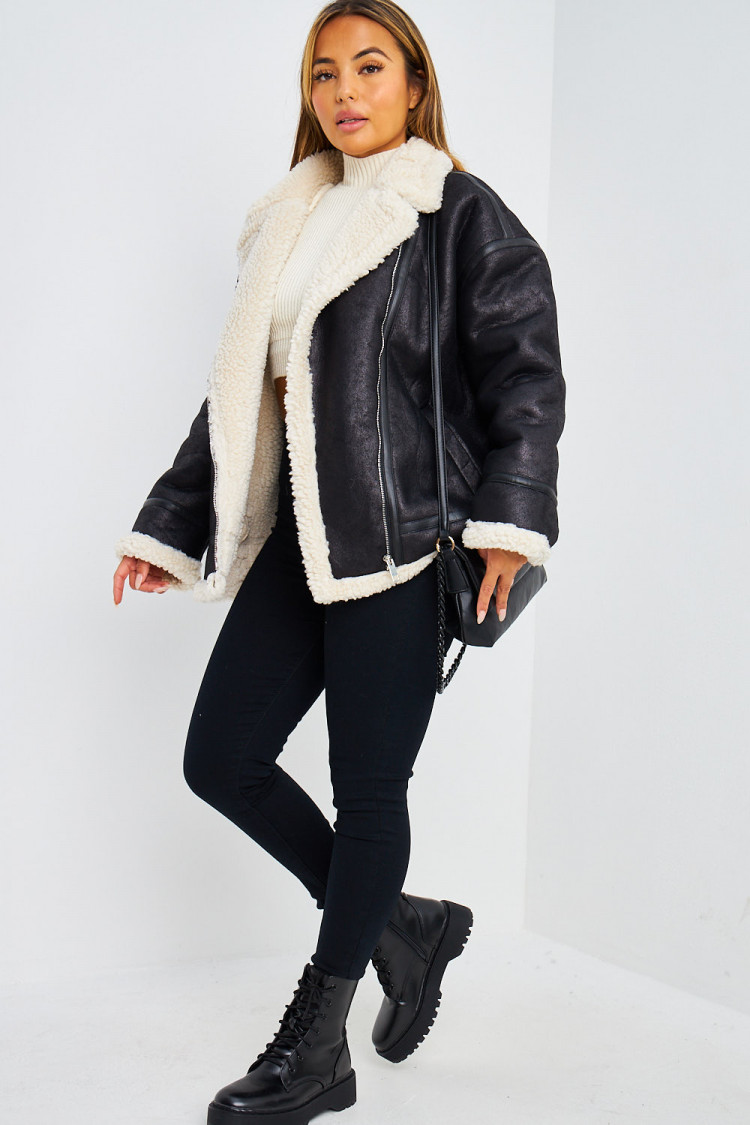 Bomber aviateur noir / beige