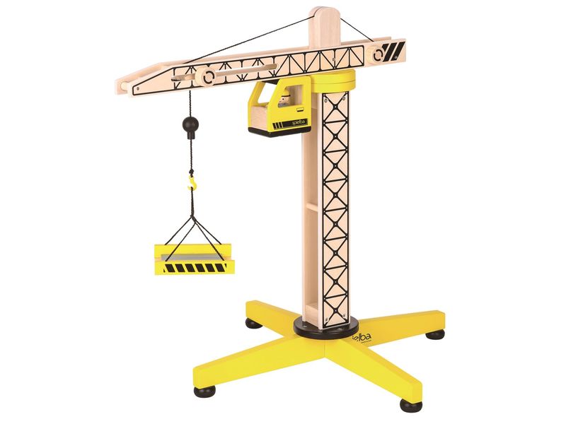 Spielba Holzspielwaren Kran mit Figur Robustes Holzspielzeug