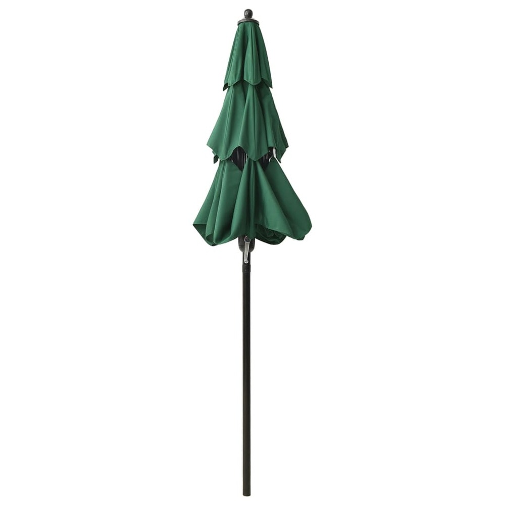 Parasol mobilier de jardin à 3 niveaux avec mât en aluminium 2 m vert