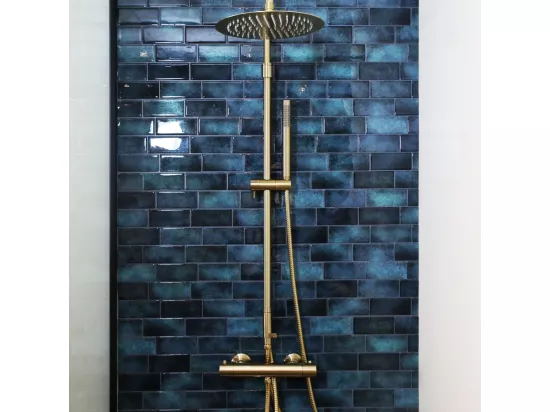 Luisa II colonne de douche or brossé sans mitigeur - Essebagno