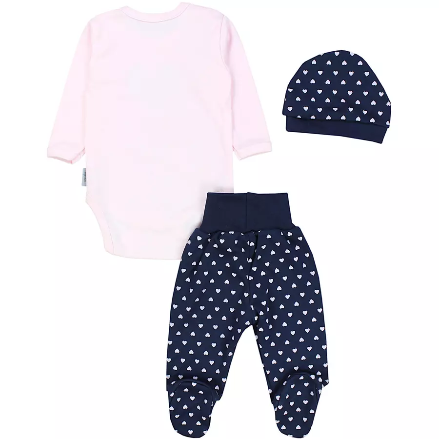 TupTam Baby Bekleidungsset Langarmbody Hose Mütze3 teilig rosa Modell 1