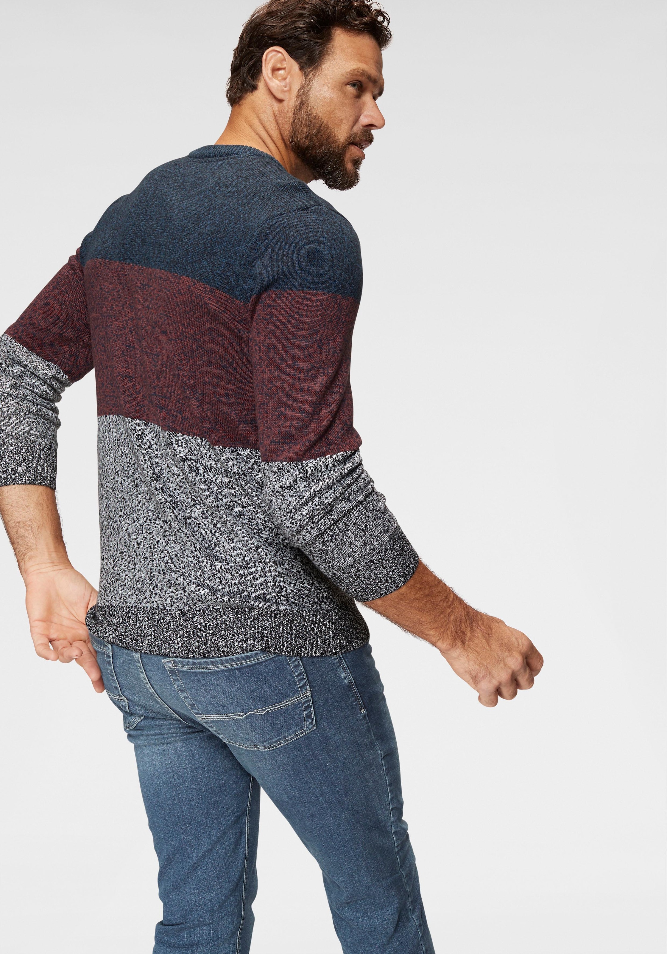 Man's World Rundhalspullover »Bis Grösse 5 XL« mehrfarbig