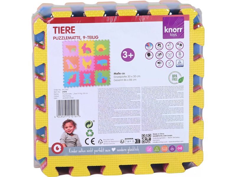Knorrtoys Puzzlematte Tiere 9-teilig Mehrfarbige Spielmatte
