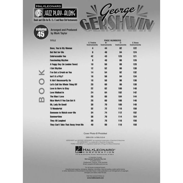 Hal Leonard Jazz Play-Along Gershwin