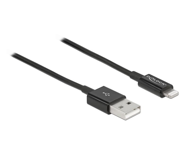 Delock USB 2.0-Kabel für iPhone, iPad, iPod USB A - Lightni USB Daten- und Ladekabel für iPhone, iPad, iPod schwarz 1 m