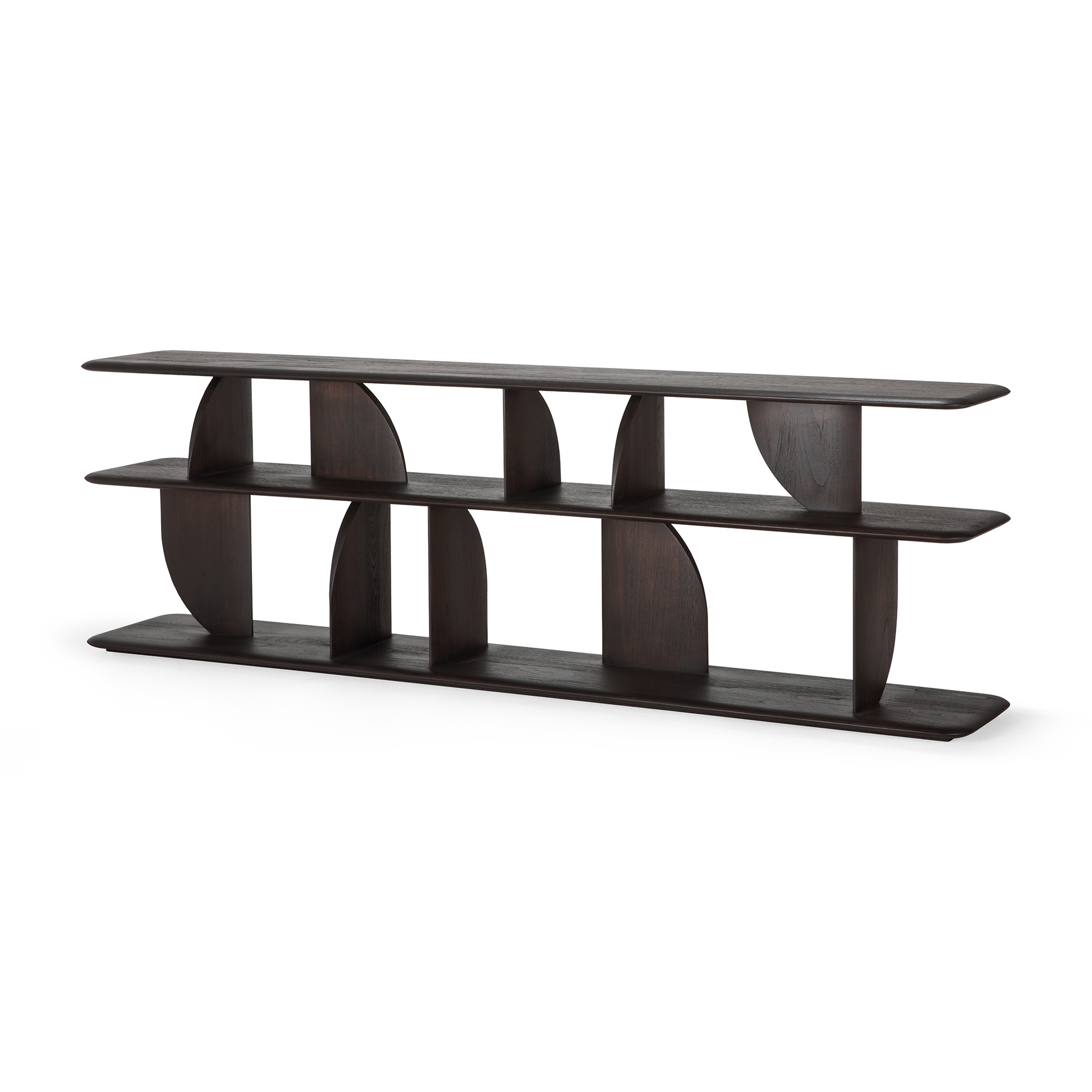 Geometric zitbank console - 210x34xh67 - teak donkerbuin