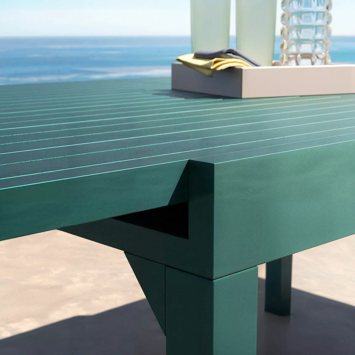 Table de jardin extensible aluminium 10 places (135/270 x 90 cm) Murano Bleu pétrole