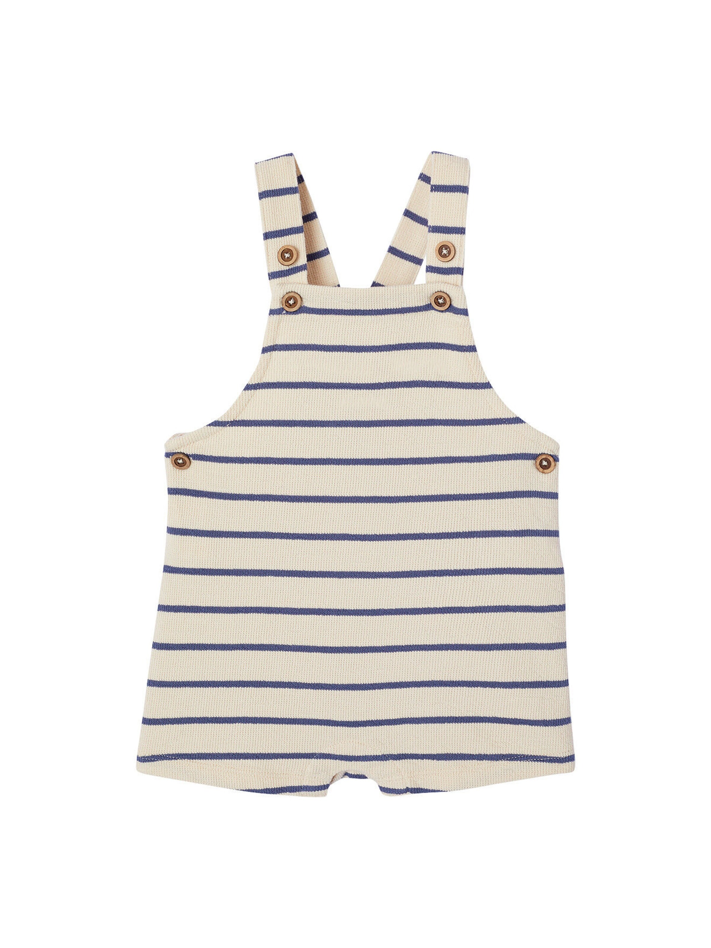 Vertbaudet Baby Geschenk-Set: T-Shirt, Latzshorts & Schmusetuch blau gestreift