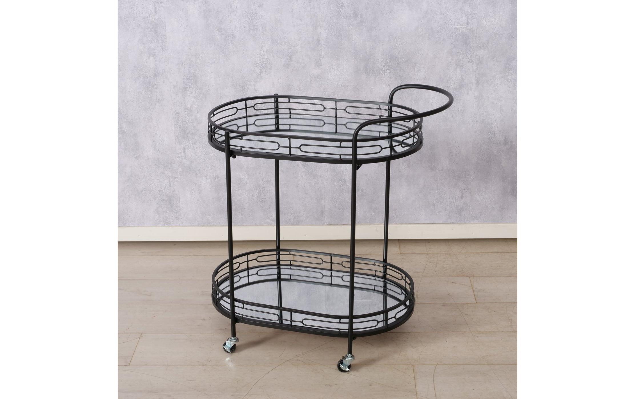 Servierwagen Thilo 71 x 42 x 78 cm, Schwarz<br>Tabletttisch