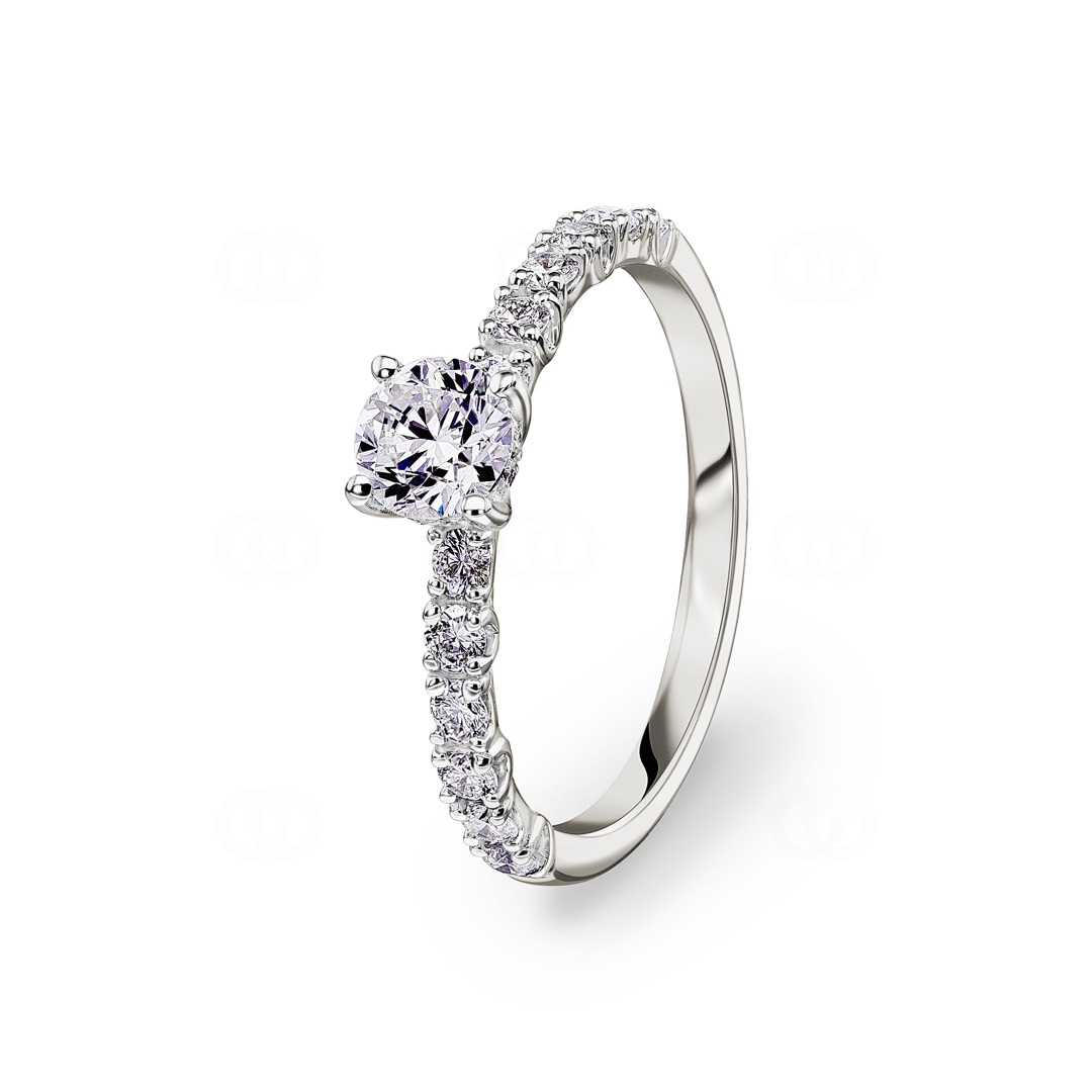 0.90ct Diamanten Pavé Solitärring 750/18 K Weissgold