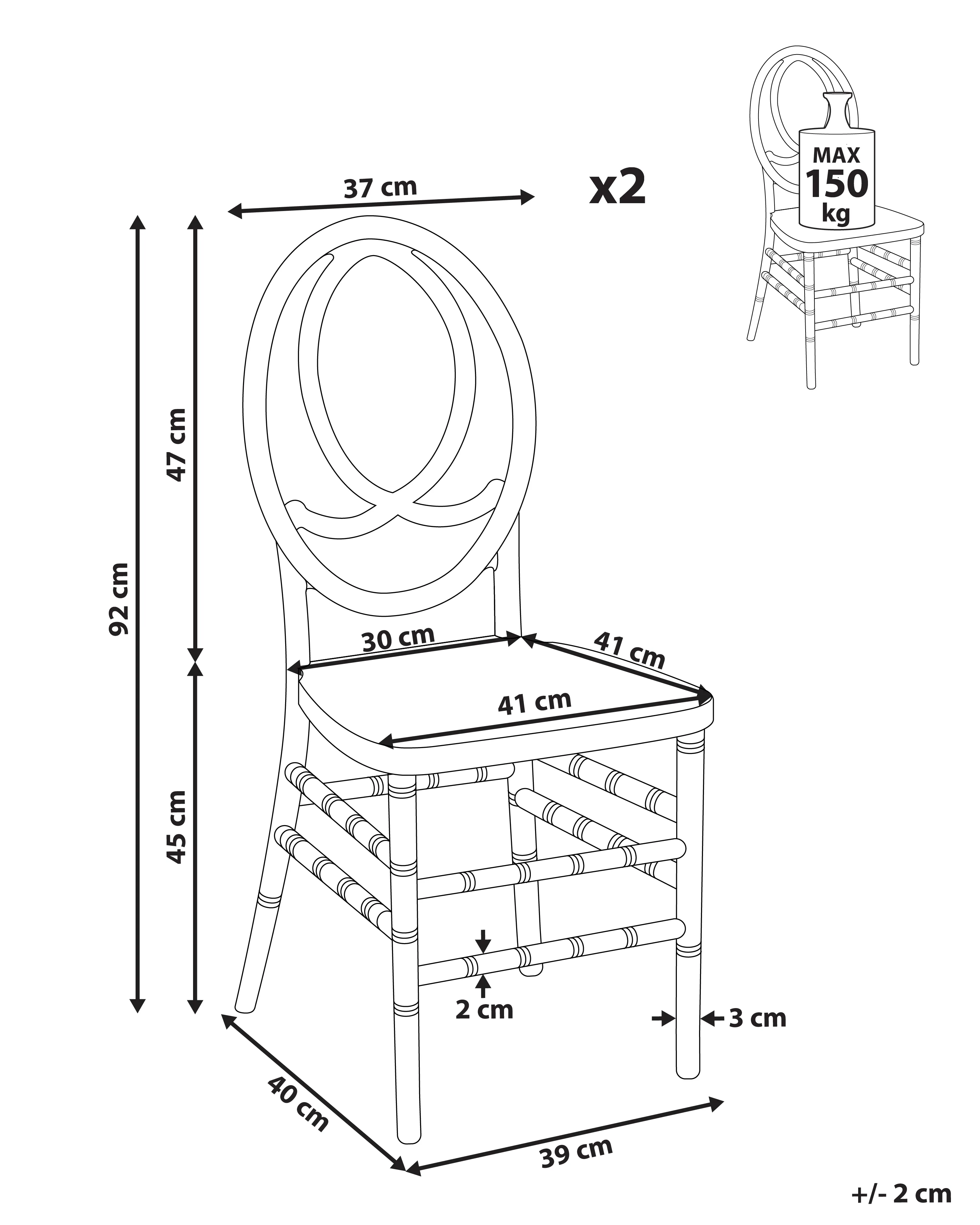 Set van 2 eetkamerstoelen MIDWAY Transparant