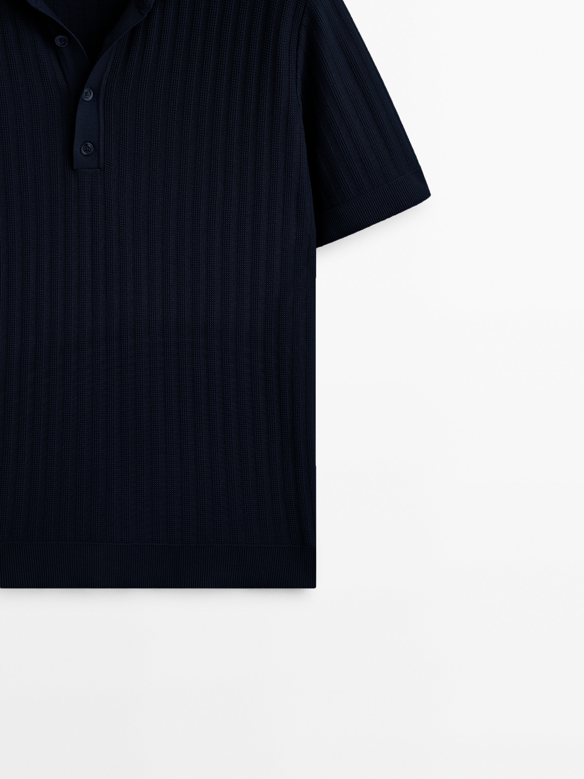 Camisa polo com costura vertical estruturada - AZUL MARINO