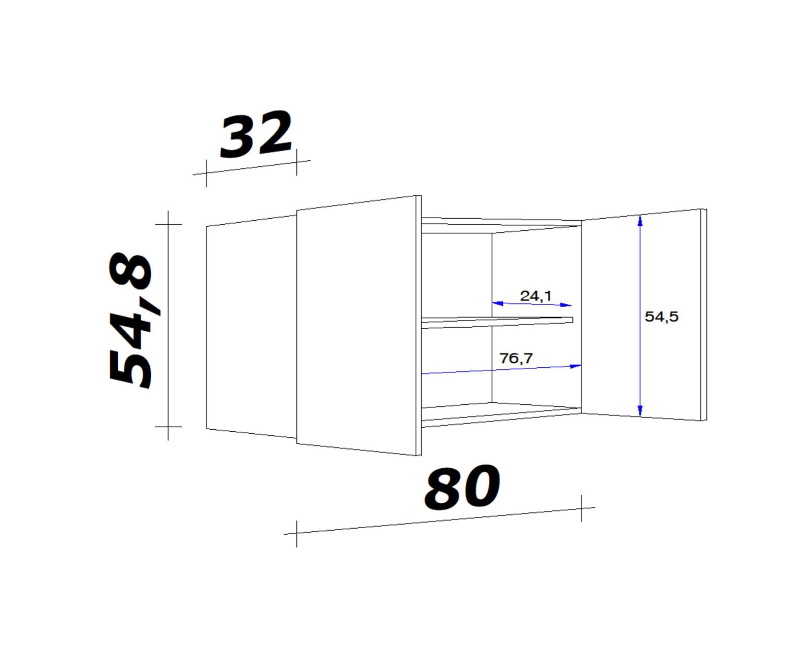 Oberschrank Neo Weiß ca. 80x54x32 cm