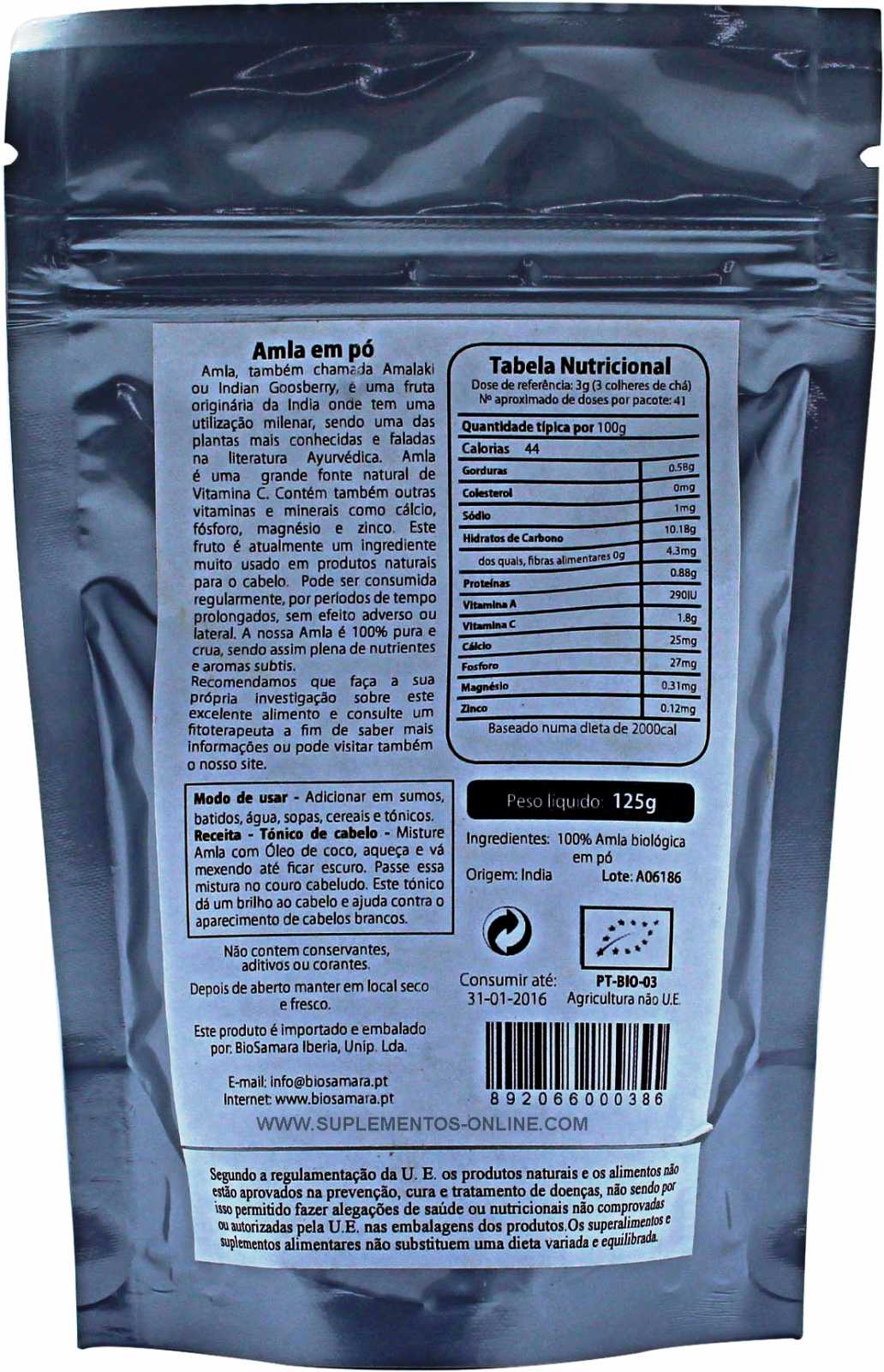 Pó de Amla Biosamara 125g