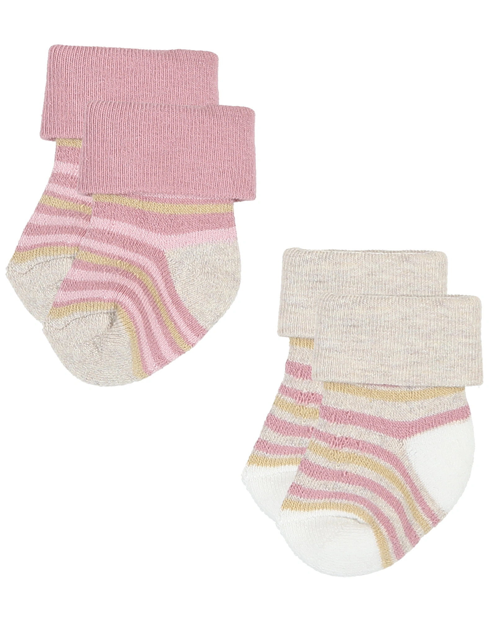 Erstlingssöckchen SCHAF/HERZEN/RINGEL 6er-Pack in rosenrauch/dunkelbeige