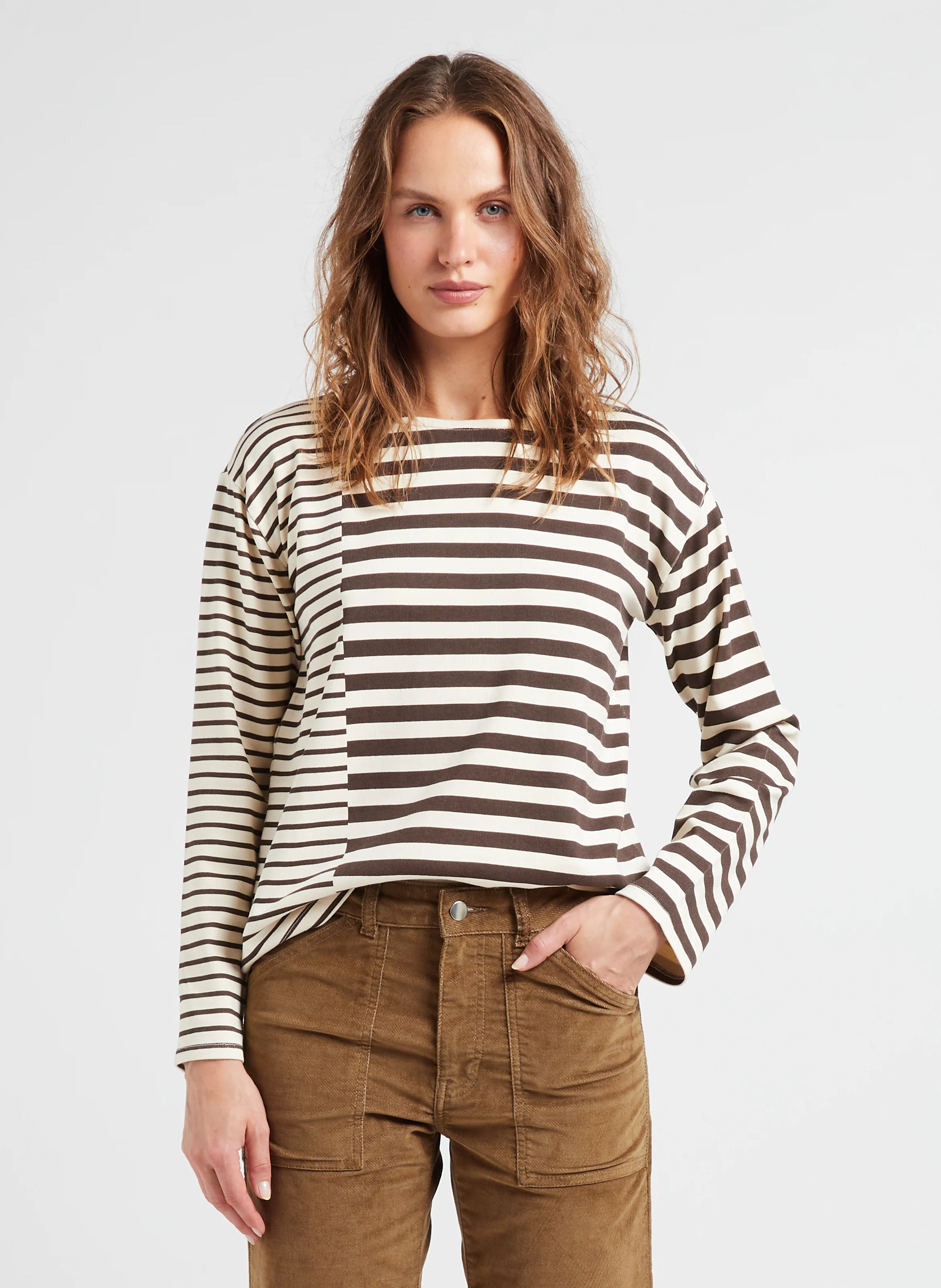 THILL - Tee-shirt col rond rayé | Marron