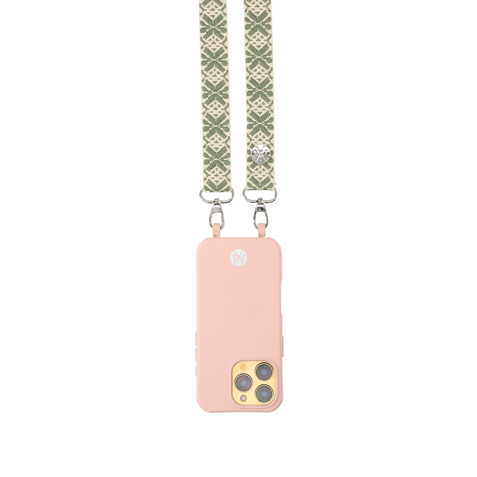 Handyband Handgemachtes Umhängeband für Handyhüllen Snowflake Silver - Ecru / Light Khaki