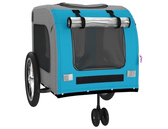 VIDAXL - Remorque de vélo pour chien bleu et gris tissu oxford et fer