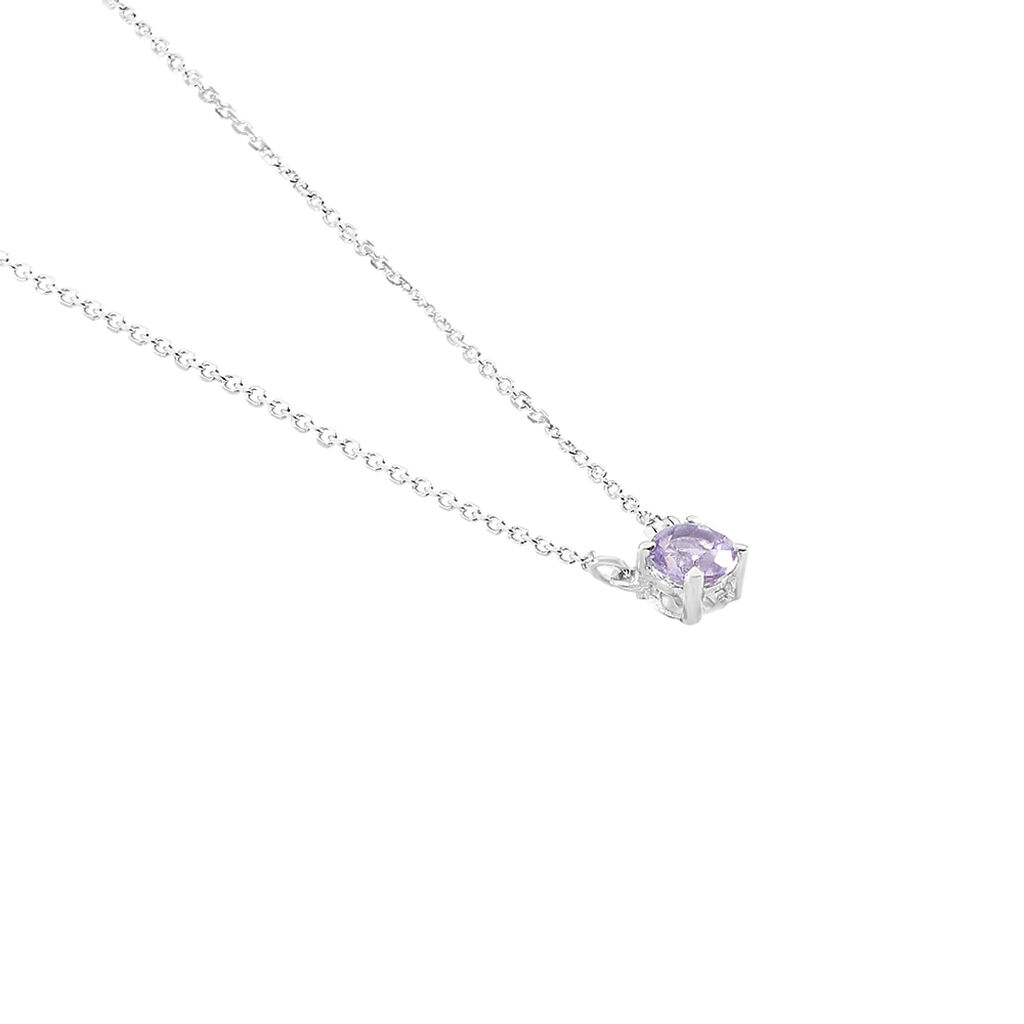 Collier Clair Or Blanc Amethyste