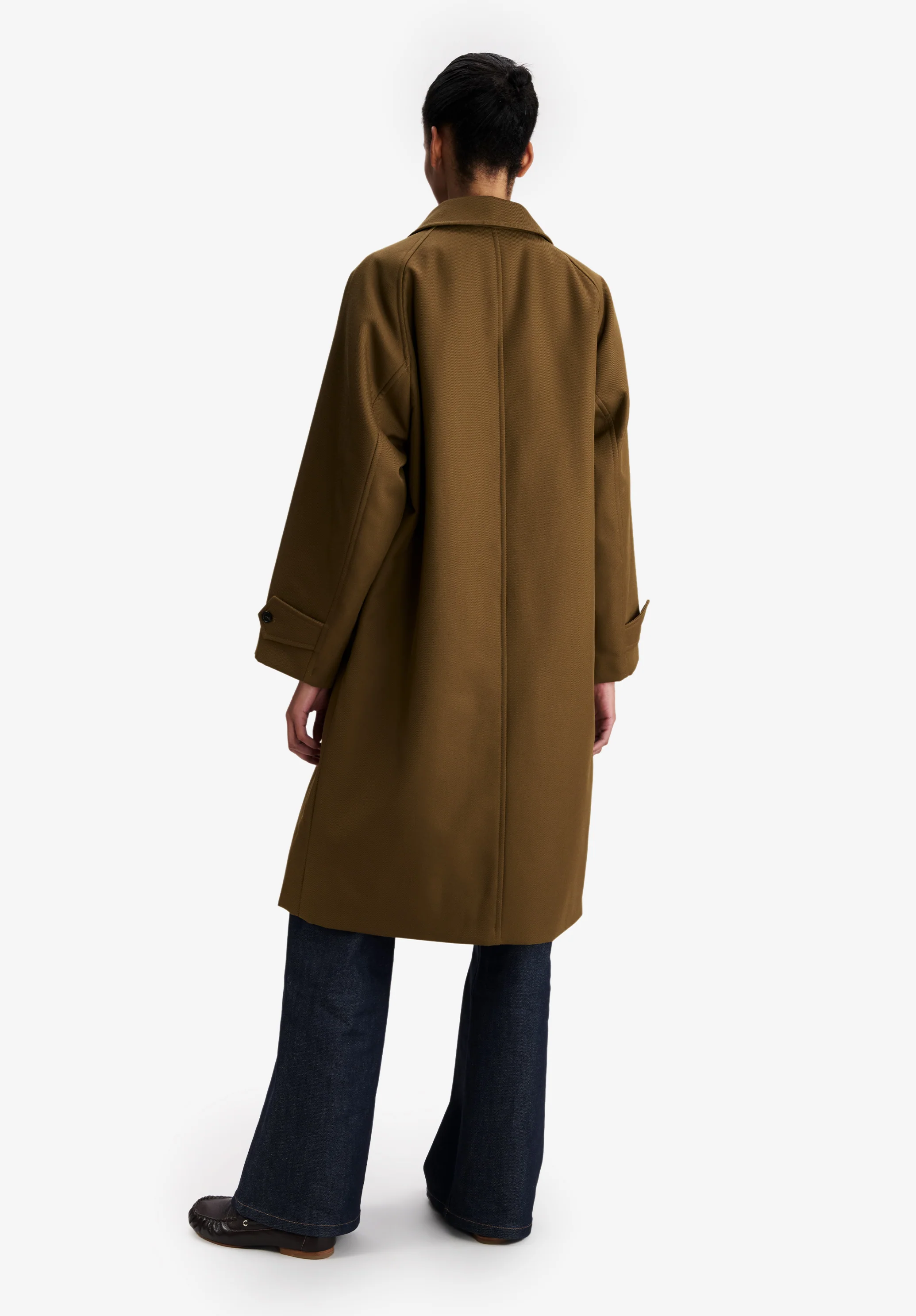 Mac kaki en laine déperlante - Kaki