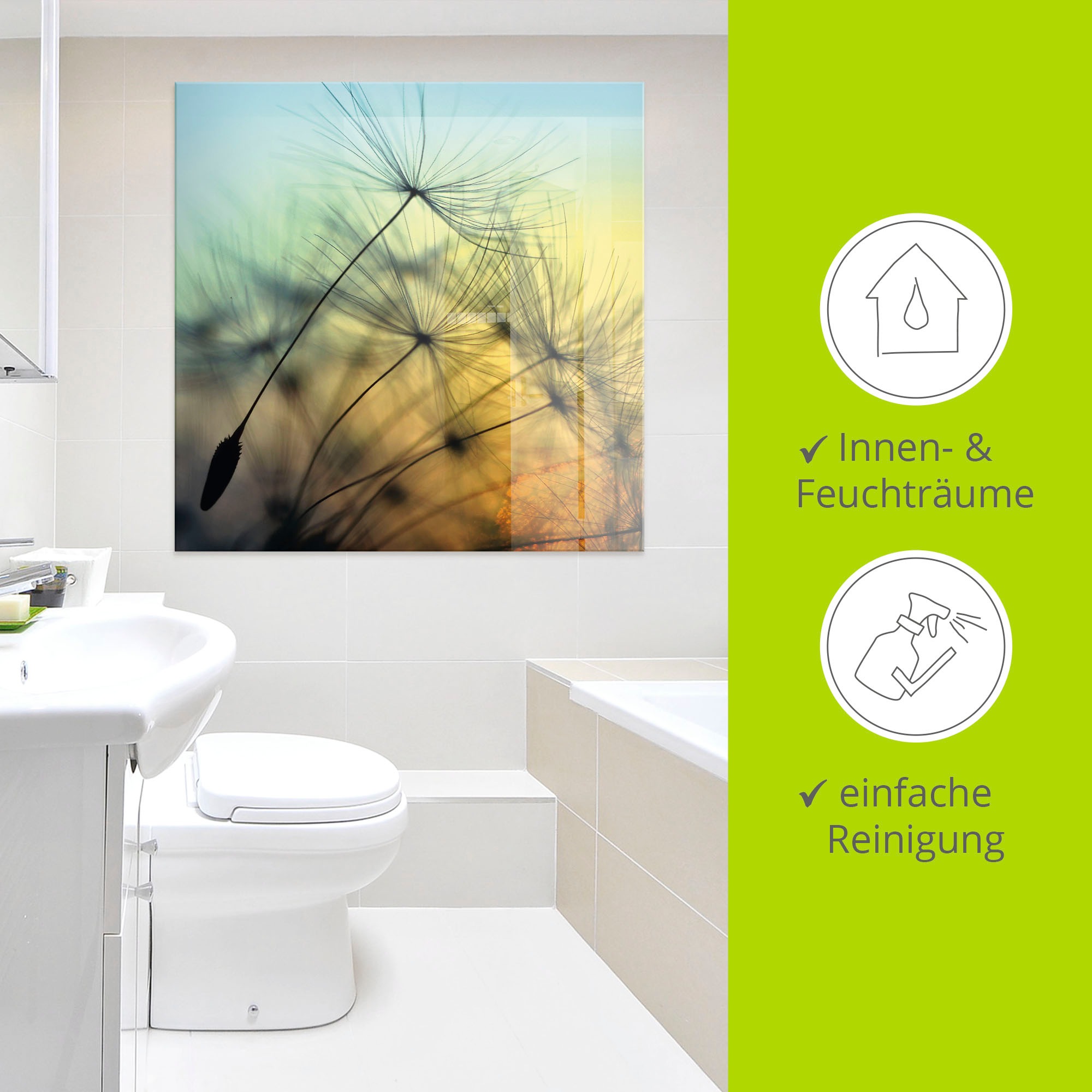 Artland Glasbild »Goldener Sonnenuntergang und Pusteblumen« Blumen 1 Stk. tlg. in verschiedenen Grössen