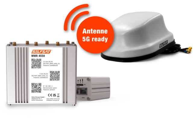 Selfsat 4G / LTE & WLAN Internet Router MWR 4550 Komplettset bis 300 Mbps inkl. 4G / 5G ready Dachantenne