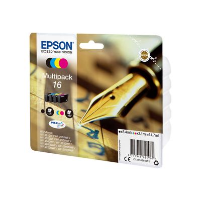 Epson 16 Stylo plume - Pack de 4 - noir, cyan, magenta, jaune - cartouche d'encre originale