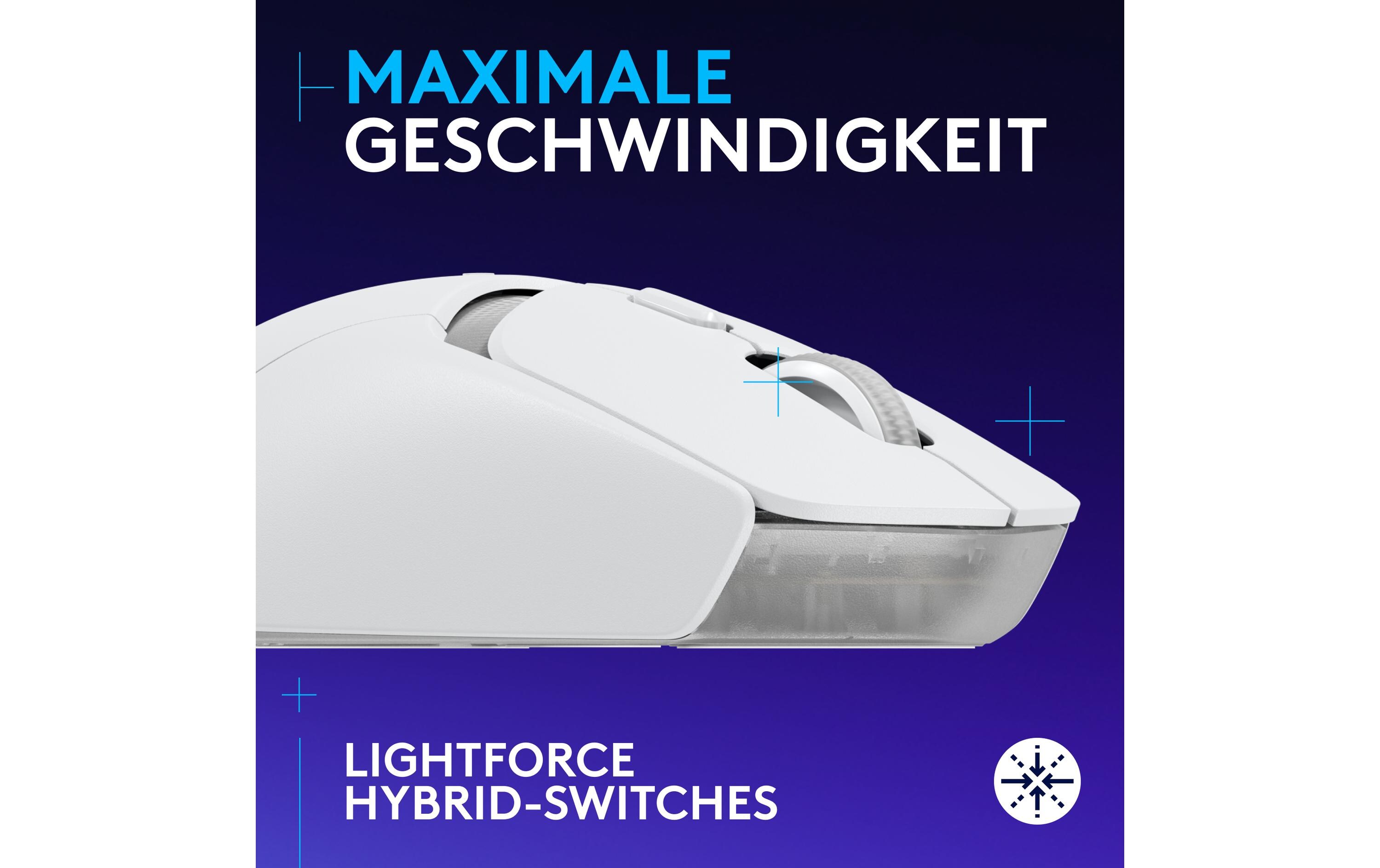 Gaming-Maus G309 Lightspeed WeissKabellose Gaming-Maus mit Lightspeed Wireless und Bluetooth Verbindung