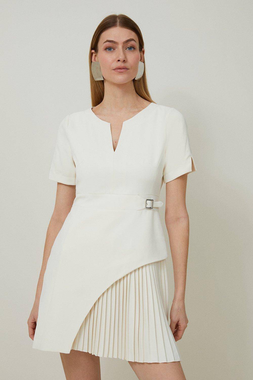 KarenMillen Mini robe Tailored Military Pleat à manches courtes