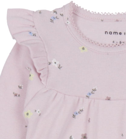 Name It Body L/æ - NbfDisse - Light Lilac m. Blumen