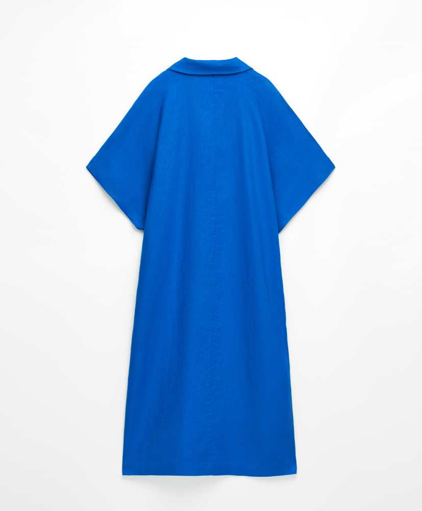 Vestido túnica com gola alta, 100% linho