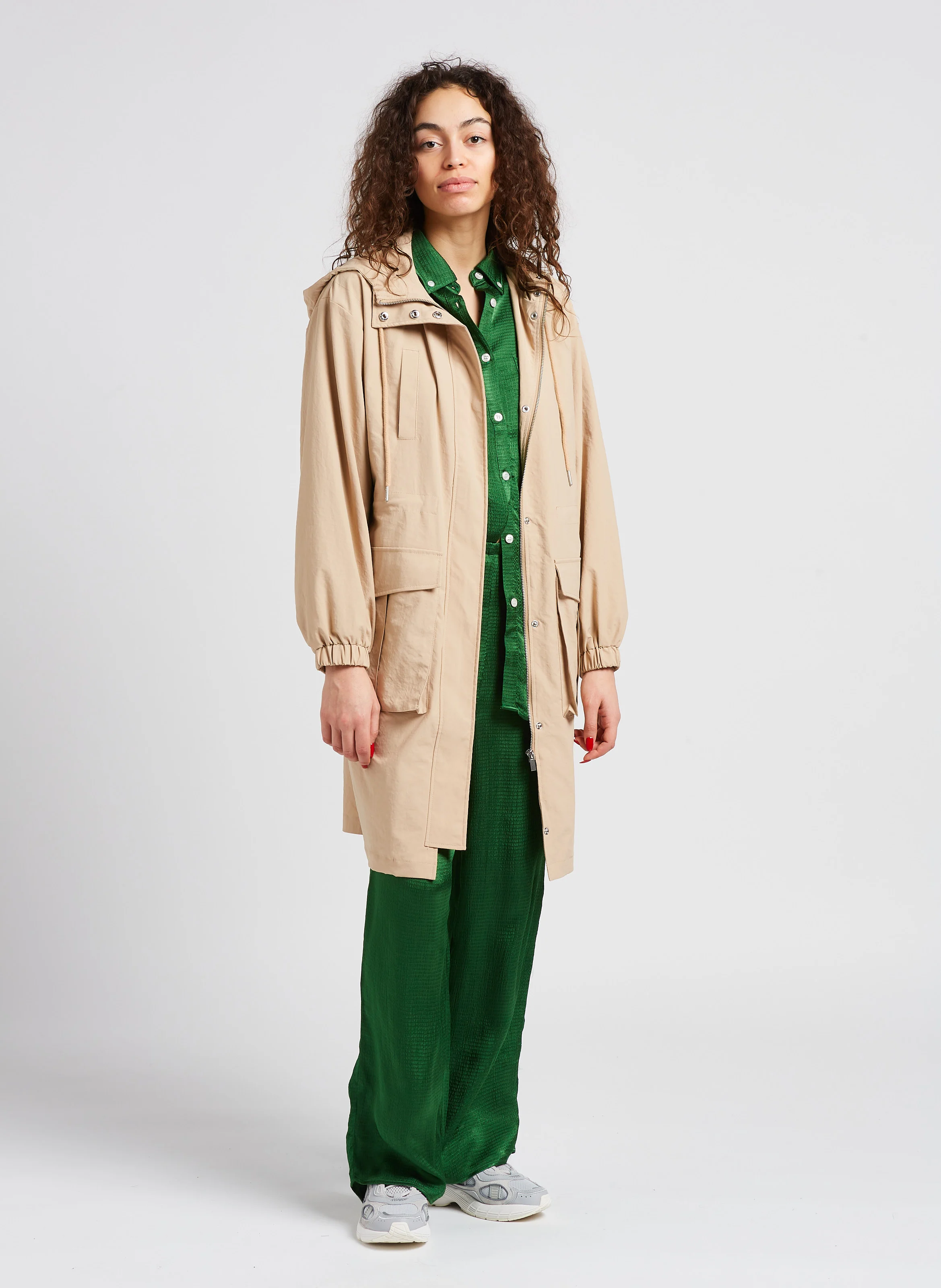 Parka longue à capuche | Beige