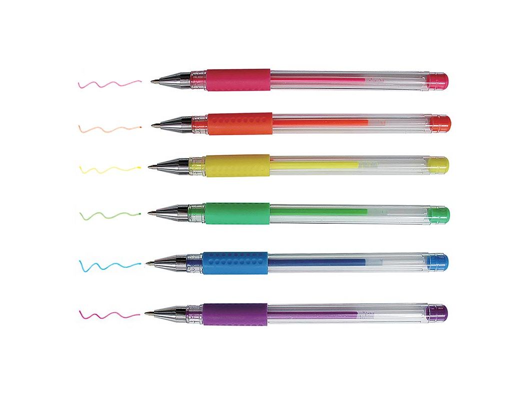 CONJUNTO DE 6 CANETAS DE GEL AUCHAN NEON