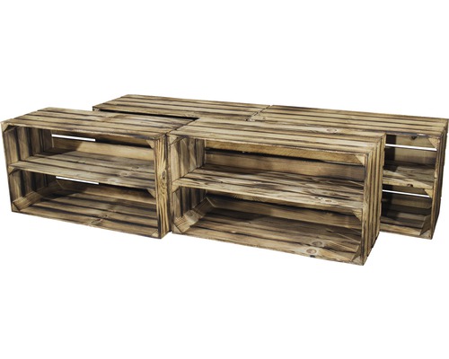 Vintage gevlamde fruitkist 68x40x30 cm set van 2