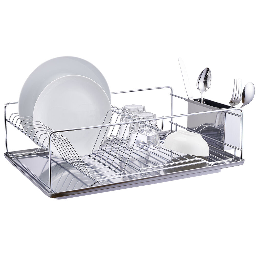 Égouttoir à vaisselle avec porte-couverts inox