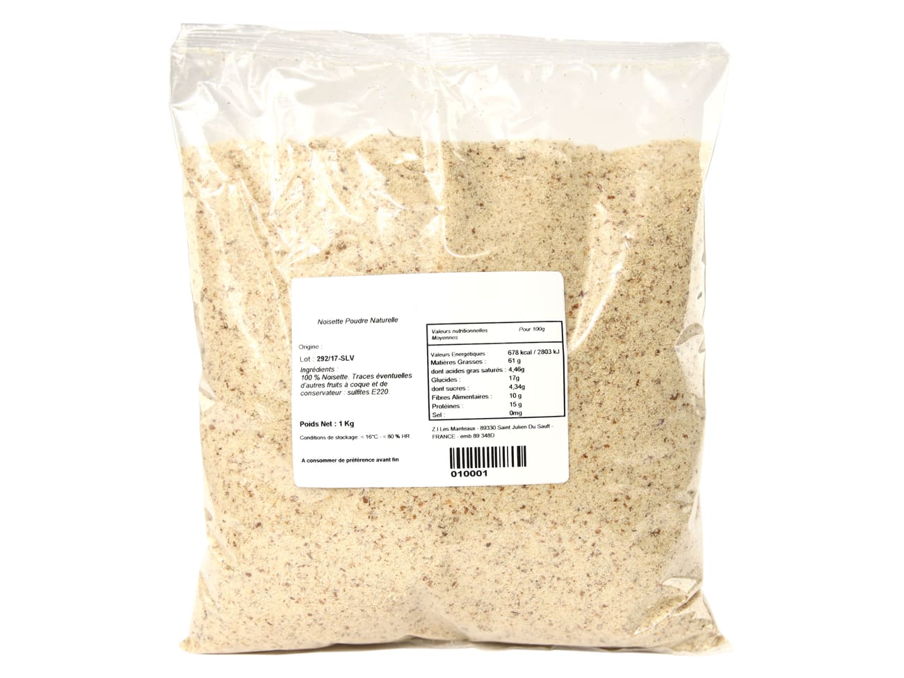 Poudre de noisette brute - 1 kg