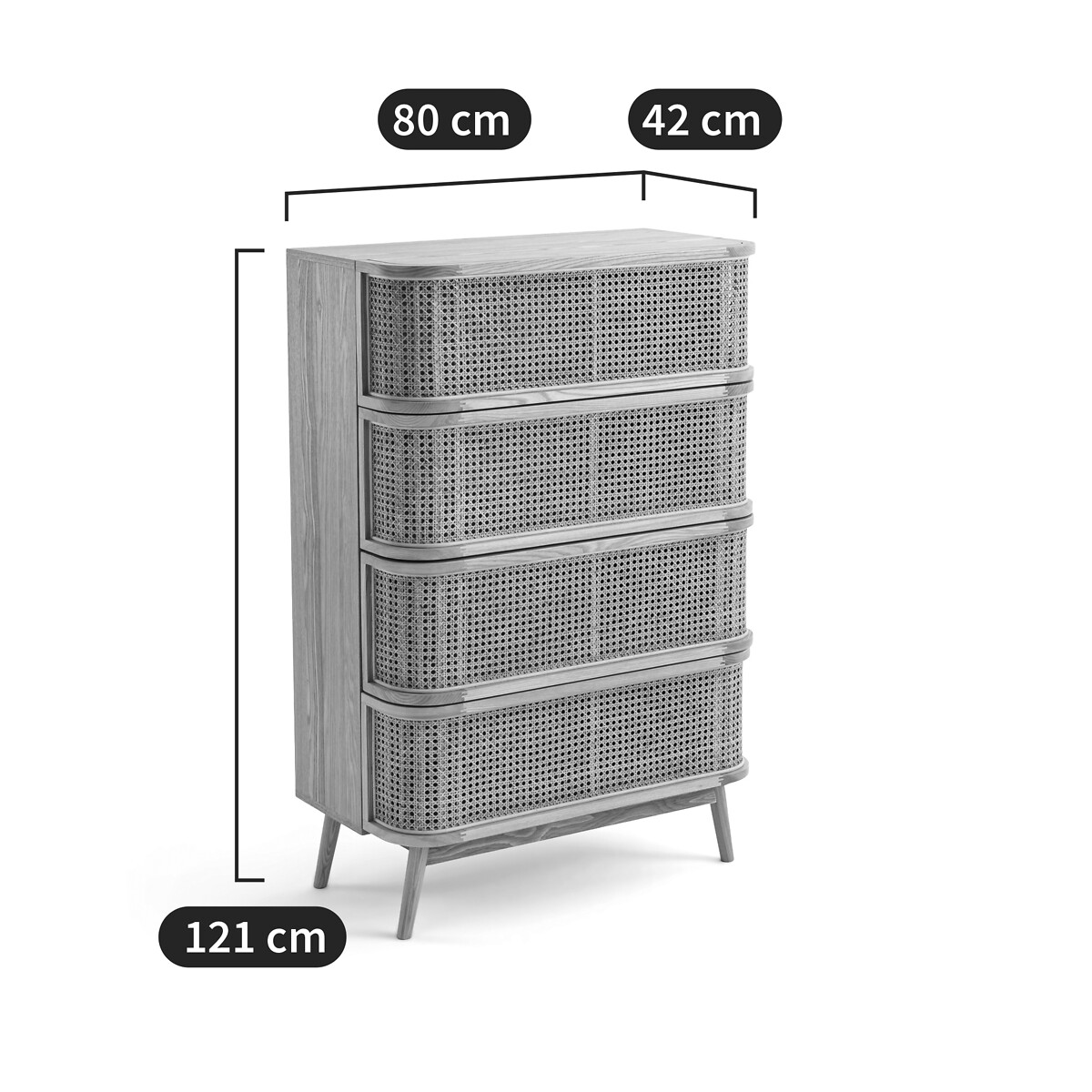 LA REDOUTE INTERIEURS<br>Cômoda com 4 gavetas em rattan, Laora