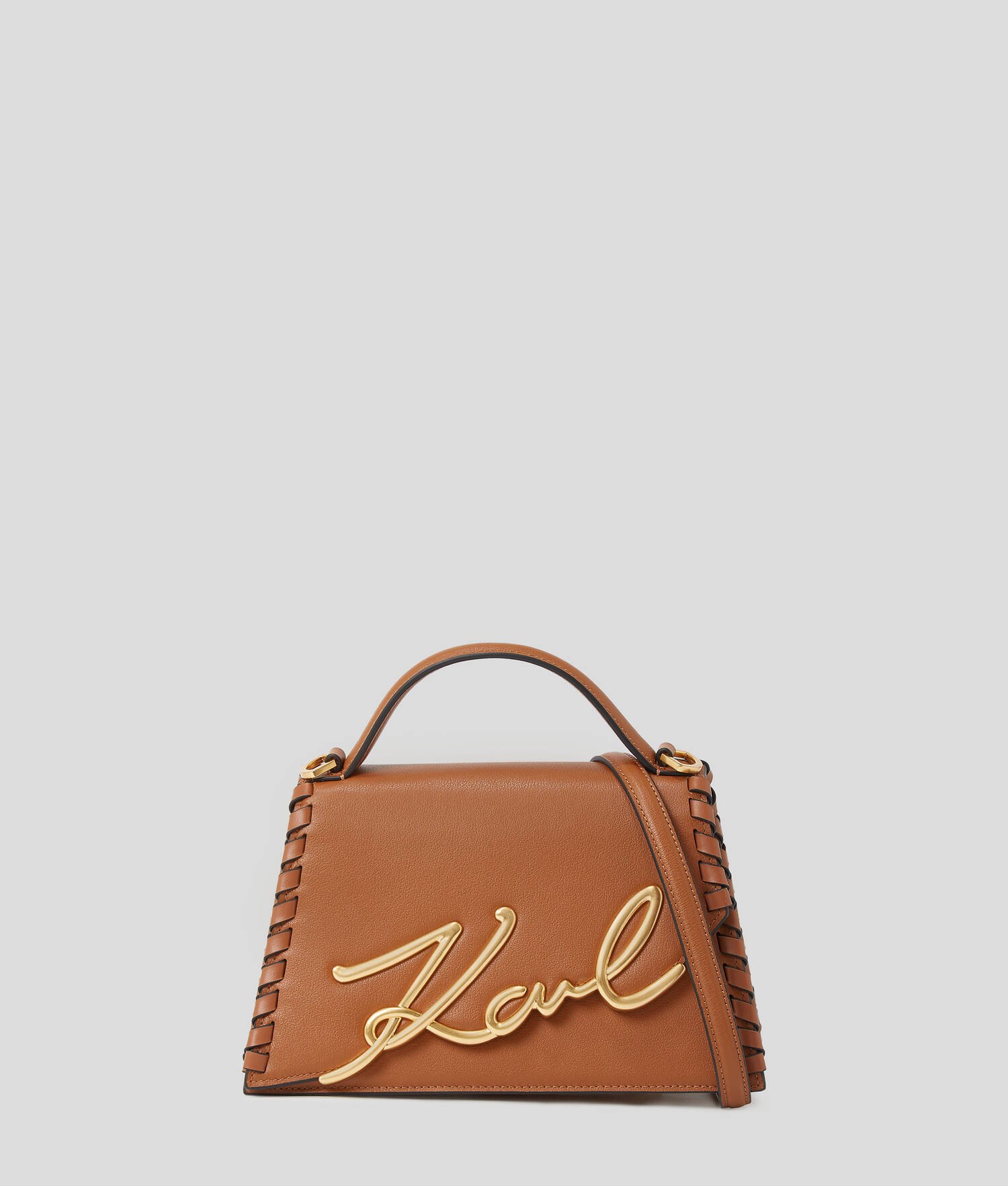SAC BANDOULIÈRE K/SIGNATURE DE TAILLE MOYENNE - Tan foncé