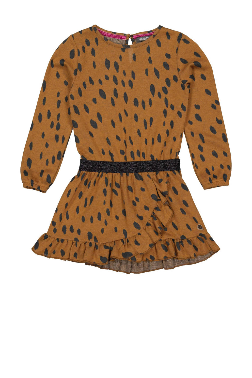 Quapi jurk ADIZE met all over print bruin/zwart