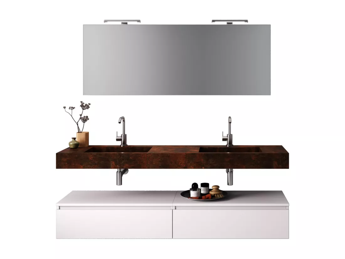 Ensemble de salle de bain 7 pièces ASTRA corten/Blanc