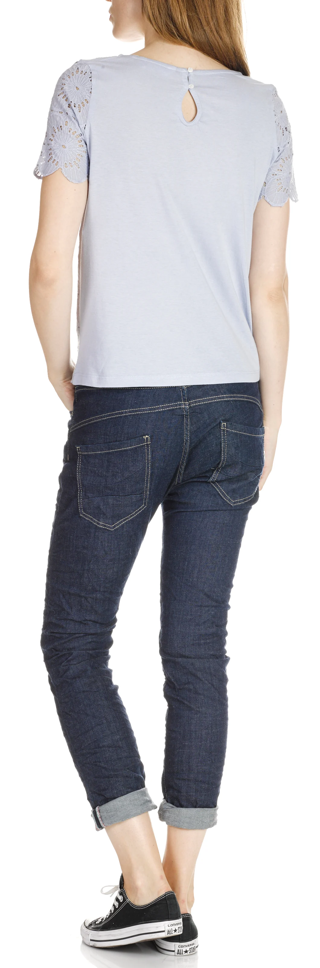 Jean boyfriend taille normale boutonné | Bleu
